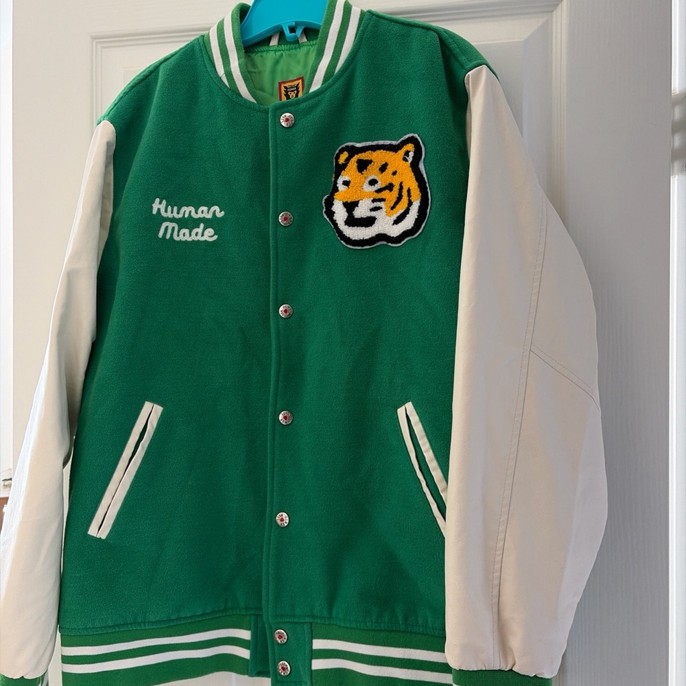 Human Made Green and White Varsity Jacket